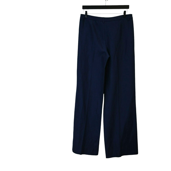 Moschino Cheap and Chic Wide Leg Pants Size 10 Blue Career Wool Linen Pleated - Picture 6 of 8